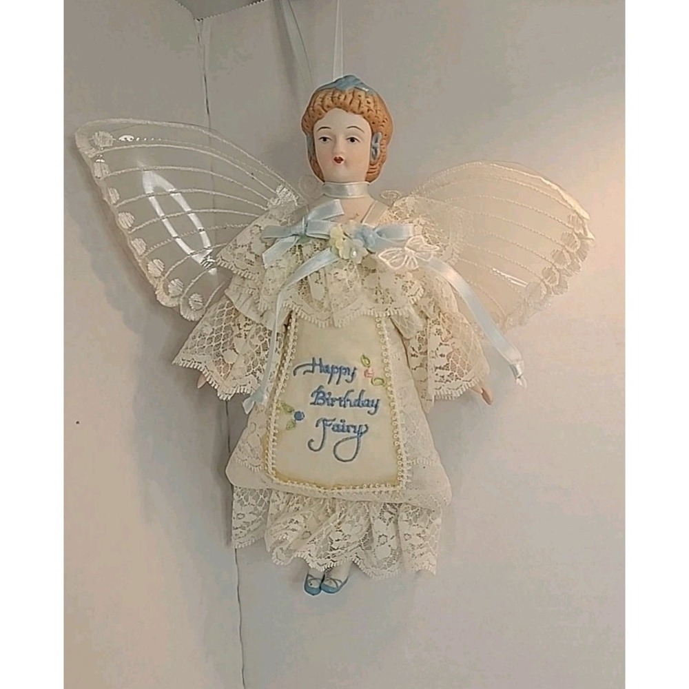 Vintage Silvestri 1980 Happy Birthday Fairy Porcelain Fairy Doll Decoration